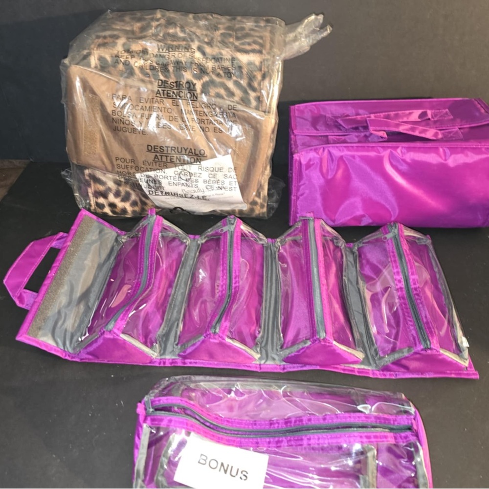 Joy Mangano Purple Cosmetic Bag Set of 2